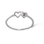 COOLTIME Initial Letter Ring for Women Stainless Steel A-Z Alphabet Double Heart Rings Simple Wedding Cheap Gift For Lover
