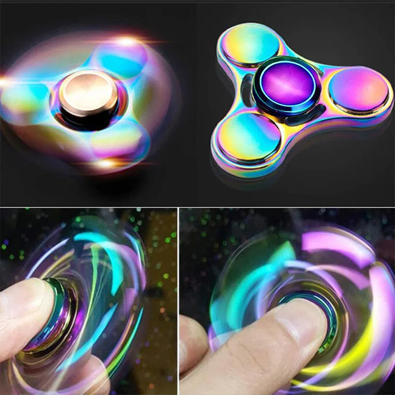 Rainbow Metal Fidget Spinner Stress Relief Finger Toy for All Ages
