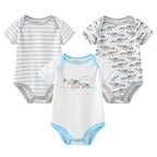 Baby Boy Jumpsuits 3 Pieces Newborn Clothes Set Toddler Girl Bodysuit Kiddiezoom Clothing 100%Cotton Soft Infant Rompers 0-12M