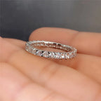 Huitan New Trendy Thin Finger Rings Band with Shiny Cubic Zirconia Simple Stylish Daily Wear Accessories for Women