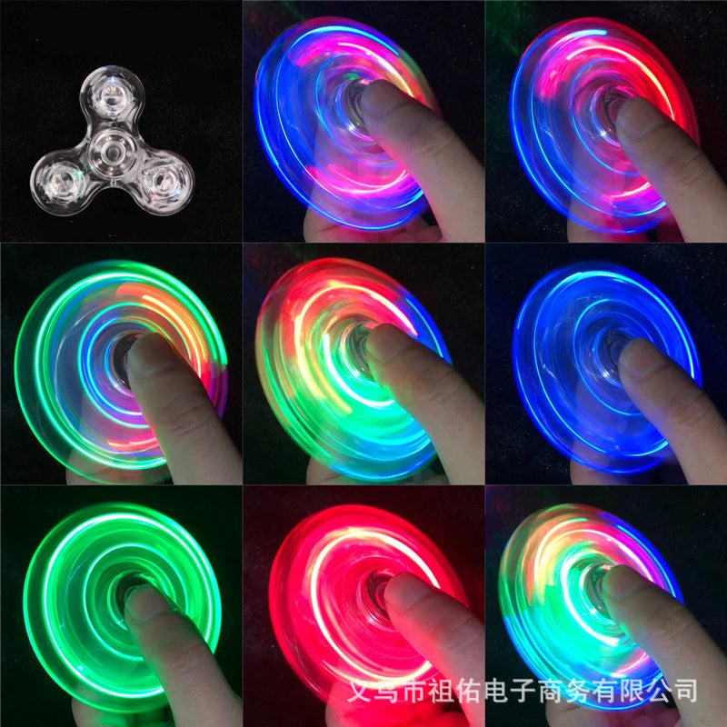 Crystal LED Light Fidget Spinner Glow Stress Relief Finger Toy