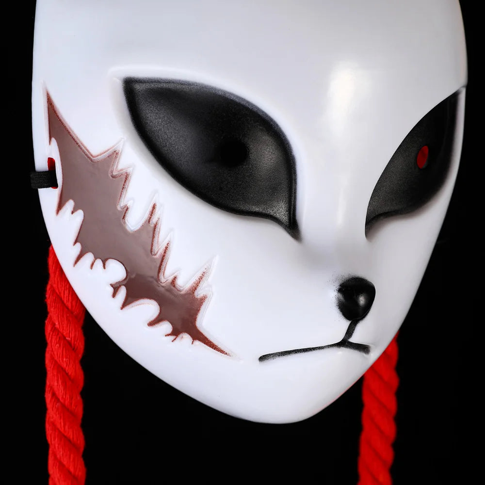 Japanese Anime Demon Fox Mask Cosplay Sabito Makomo Tanjiro Thicken Plastic Animal Masks Halloween Party Costume Props Deluxe