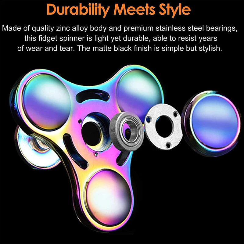 Rainbow Metal Fidget Spinner Stress Relief Finger Toy for All Ages