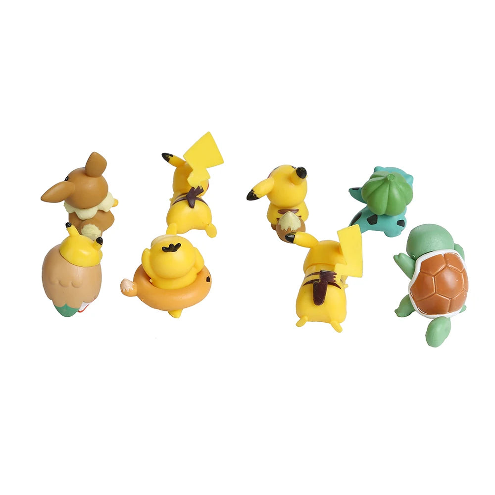 8Pcs Pokemon Anime Figure Pikachu Squirtle Bulbasaur Collection Ornamental Decoration 2-4CM Pet Action Model Doll Toy Gifts