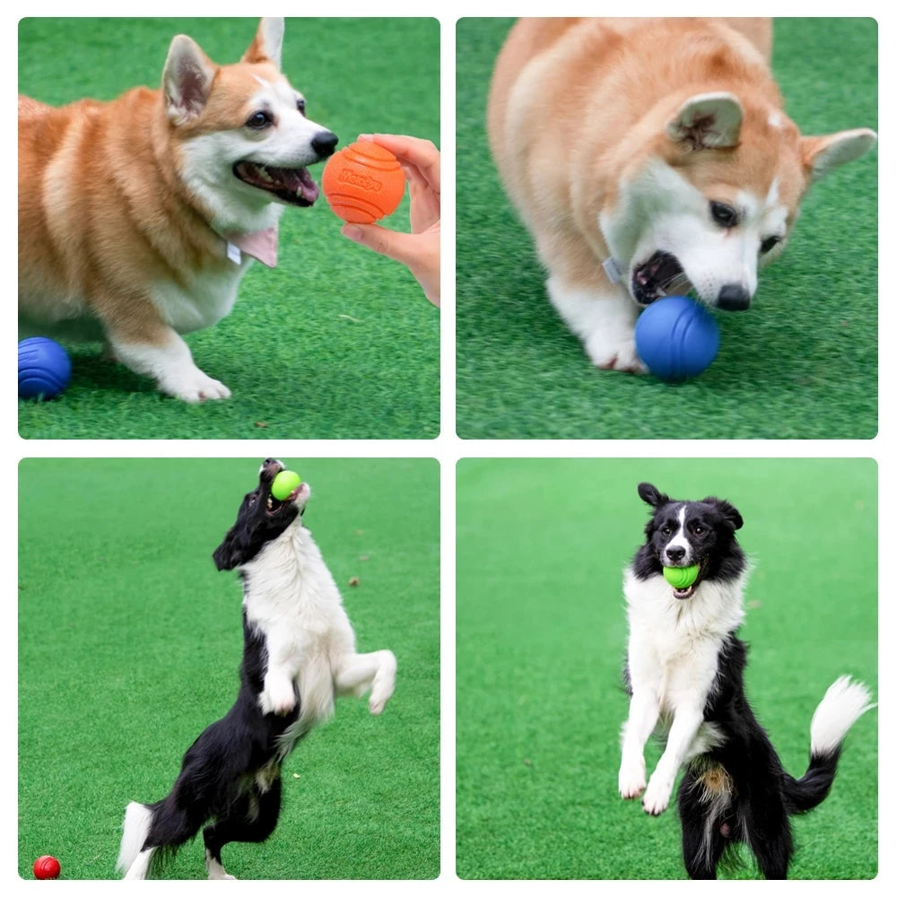 Solid Rubber Dog Ball for Interactive Fetch Training and Chewing Play