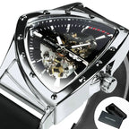 WINNER Sports Triangle Skeleton Automatic Men Watch Luminous Pointers Fashion Rubber Strap Luxury Military Mechanical Watches
