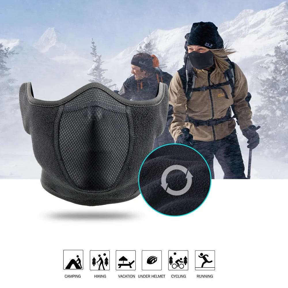 Outdoor face mask, cycling antifreeze head cover, winter skiing face protection, warm ear mask, fleece windproof face mask