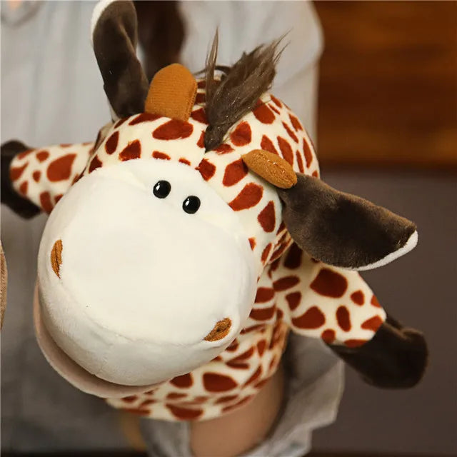 Soft Stuffed Toy Doll Animal Plush Doll Educational Baby Toys Lion Elephant Monkey Giraffe Tiger Bunny Kawaii Hand Finger Puppet