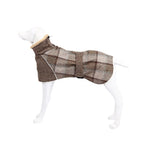 Warm Fleece Winter Big Dog Clothes Fashion Plaid Print  Pet Jacket with Belt for Medium Large Dogs Greyhound Weimaraner Clothing