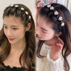 Double Layer Braided Pearl Headband for Women