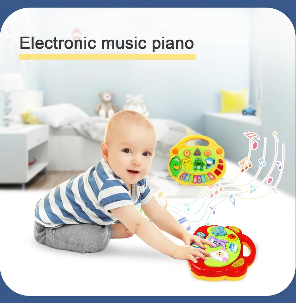 Kids Cartoon Piano Keyboard with Animal Sounds & Flashing Lights