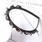 Double Layer Braided Pearl Headband for Women