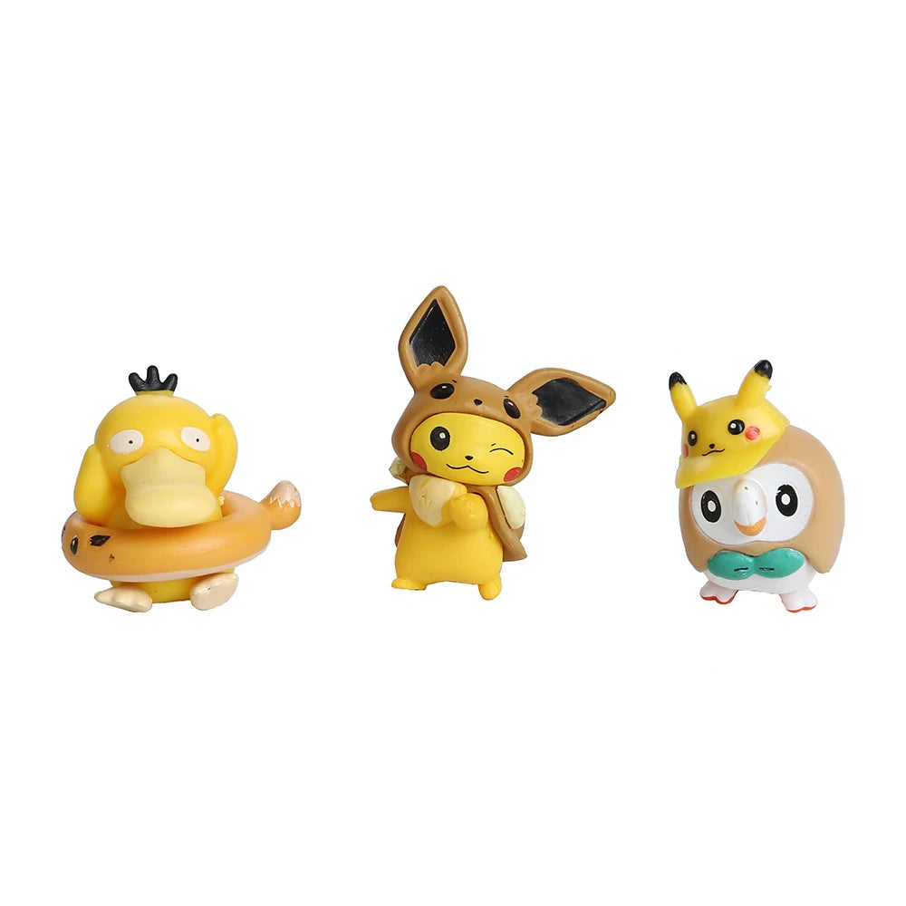 8Pcs Pokemon Anime Figure Pikachu Squirtle Bulbasaur Collection Ornamental Decoration 2-4CM Pet Action Model Doll Toy Gifts