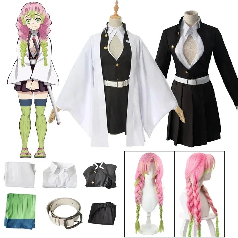 Kanroji Mitsuri cosplay costume featuring kimono dress, haori, and character-inspired anime styling.