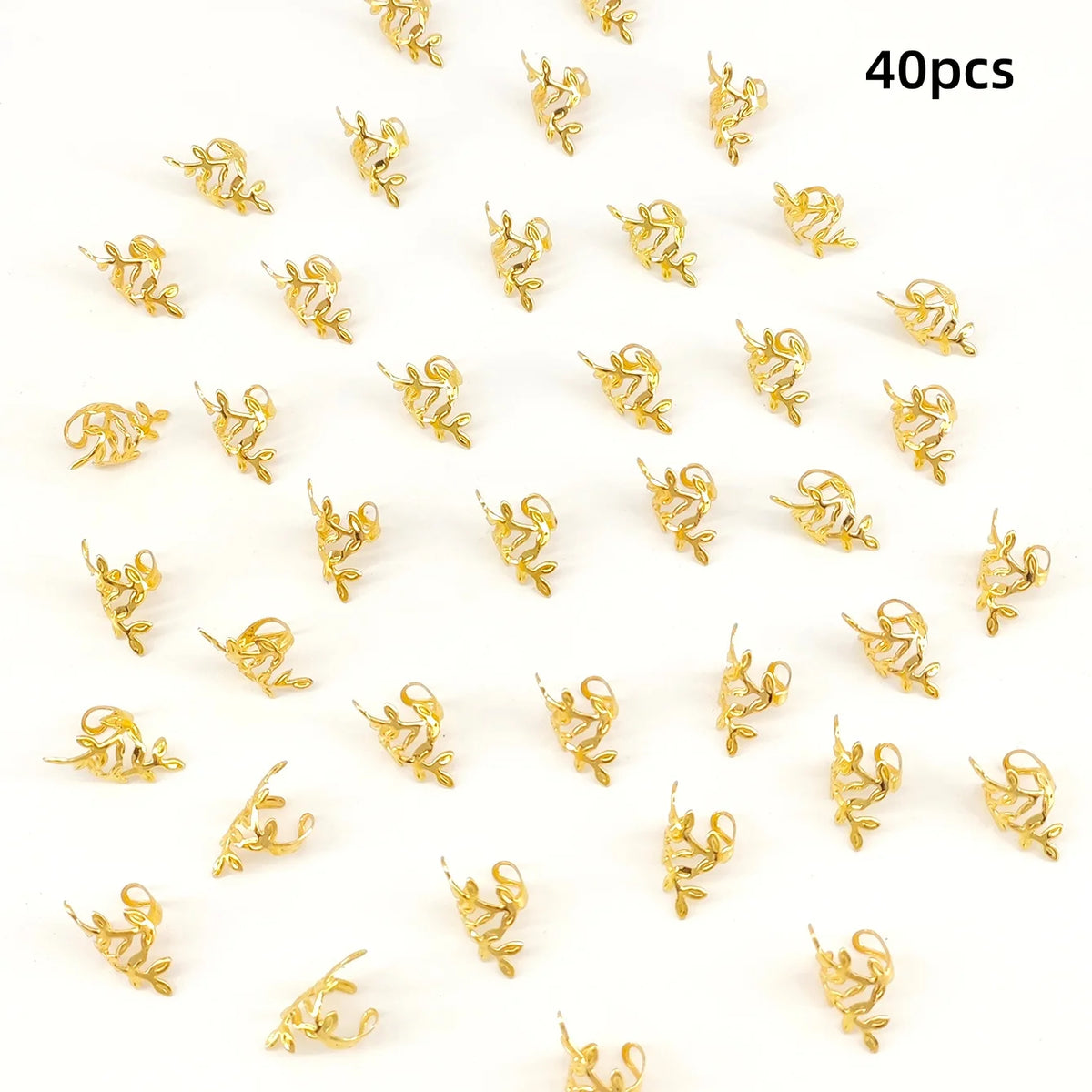 40Pcs Vine Leaf Shaped Alloy Hair Braid Ring Vintage Hair Pin For Dreadlock Women Girls summer Hair Accessories Loc Hair Jewelry