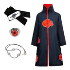 Anime Akatsuki Cosplay Costume Red Cloud Robe with Necklace Headband Ring Set for Role Play Child and Adult Game Costume