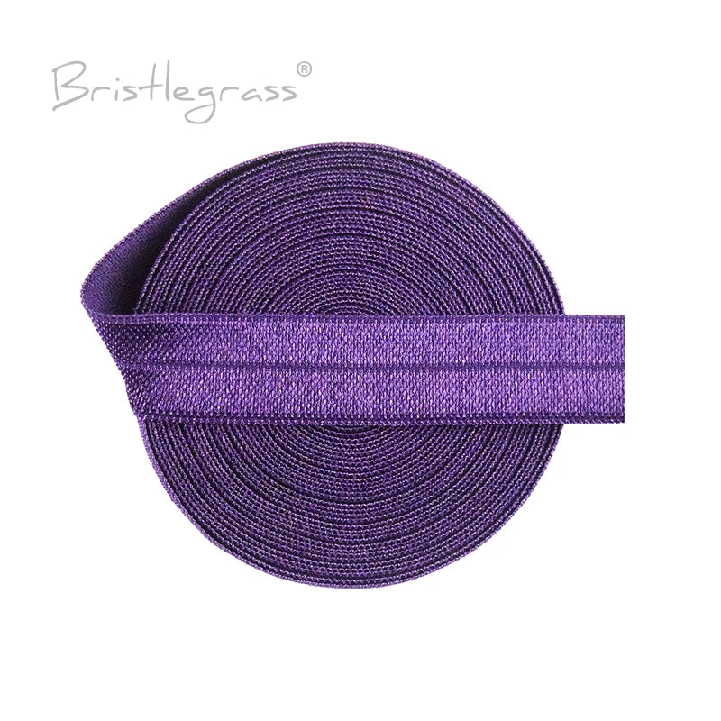 BRISTLEGRASS 2 5 10 Yard 5/8" 15mm Solid FOE Shiny Fold Over Elastic Spandex Satin Band Hair Tie Headband Dress Sewing Lace Trim