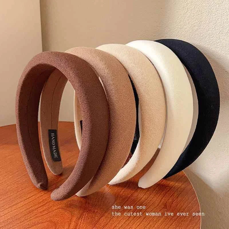Solid Color Sponge Wide Headband for Women