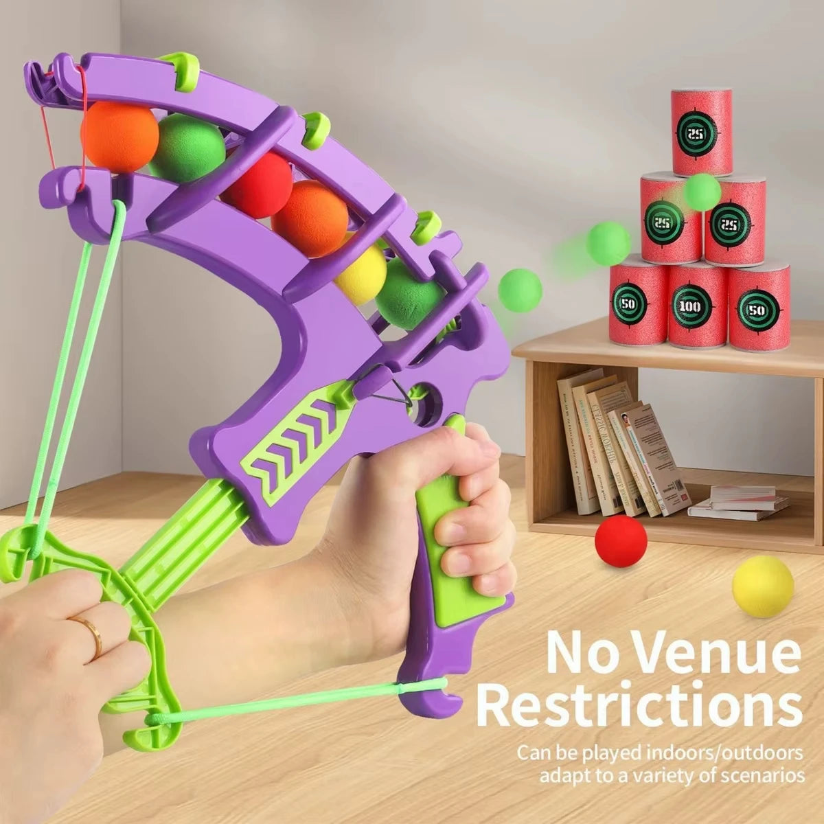 Slingshot Target Sticky Ball Bow Target Montessori Educational Toy Arrow Set Throw Sport Outdoor Fidget Game