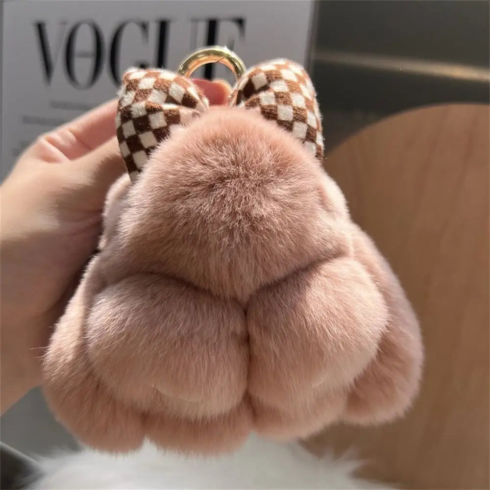 Cute Rabbit Bow Plush Keychain Bag Charm Gift for Girls and Women