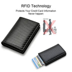 Carbon Fiber Credit Card Holder Wallets Men Brand Rfid Black Magic Trifold Leather Slim Mini Wallet Small Money Bag Male Purses