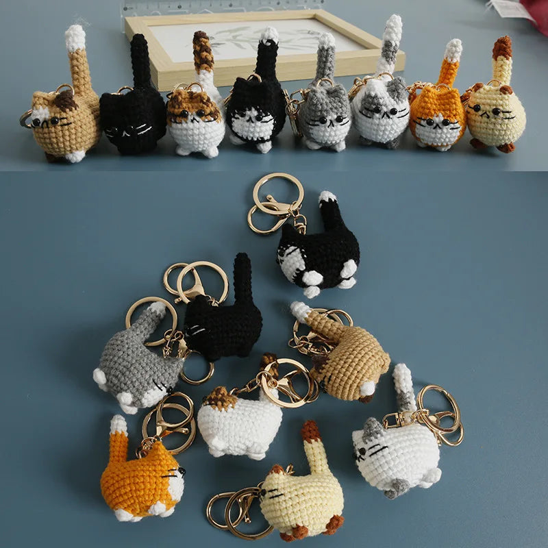 Small Cat Crochet Keychain Cute Kitten Bag Charm