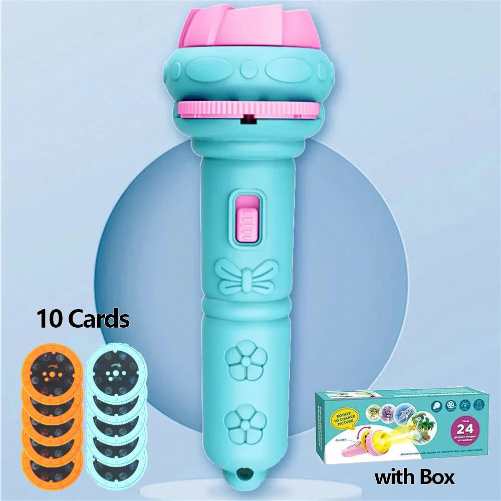 Kids Cartoon Projection Flashlight – Storytelling Projector Toy