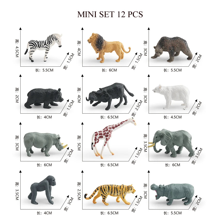 Mini Farm & Wildlife Animal Figurine Set