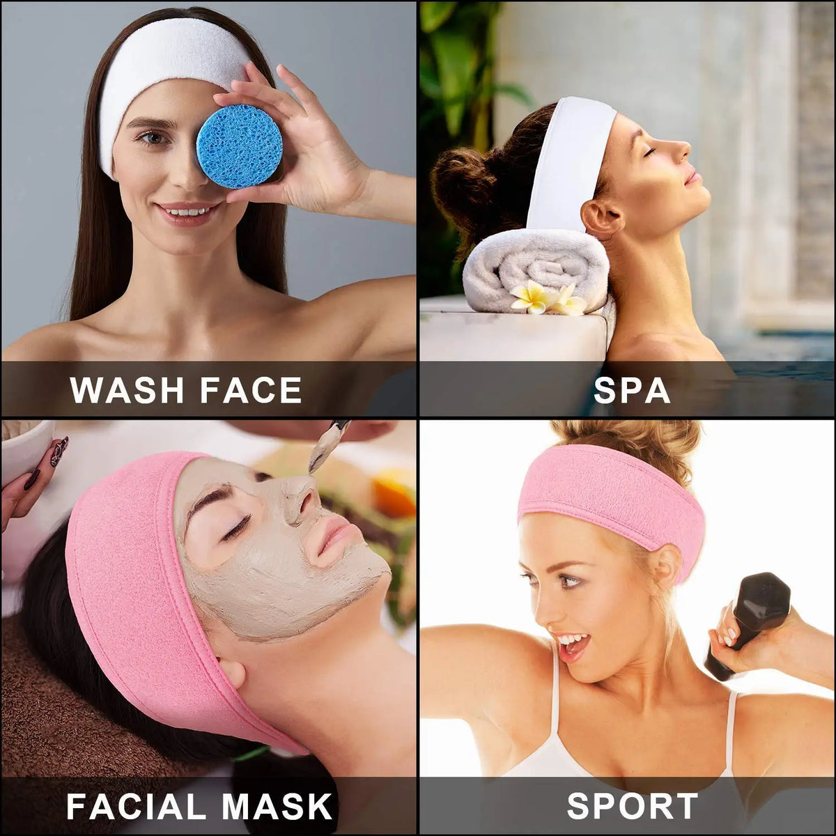 Adjustable Soft Toweling Spa Makeup Headband for Women