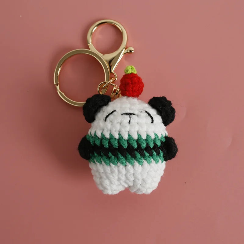 Cute Bear Couple Crochet Keychain Set Mini Animal Doll Charm