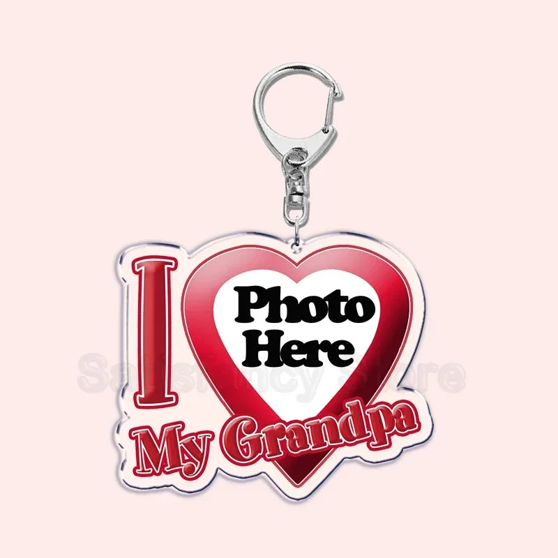 Custom Text I Love My Boyfriend Girlfriend Keychains Key Chain Photo Wife Hot Mom Dad King Queen Idol Baby Family Keychains Gift