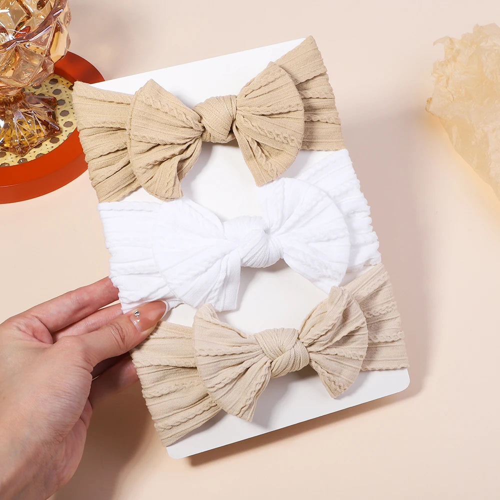 3PCS Cable Knit Elastic Baby Girl Headbands Set