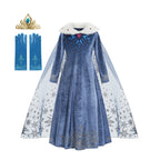 Girls Elsa Snow Queen Princess Costume Dress – Winter Cosplay Outfit