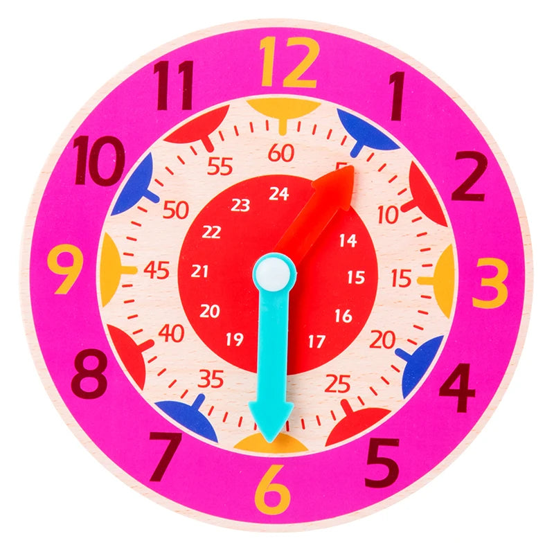 Montessori Wooden Learning Clock Time Teaching Toy for Kids