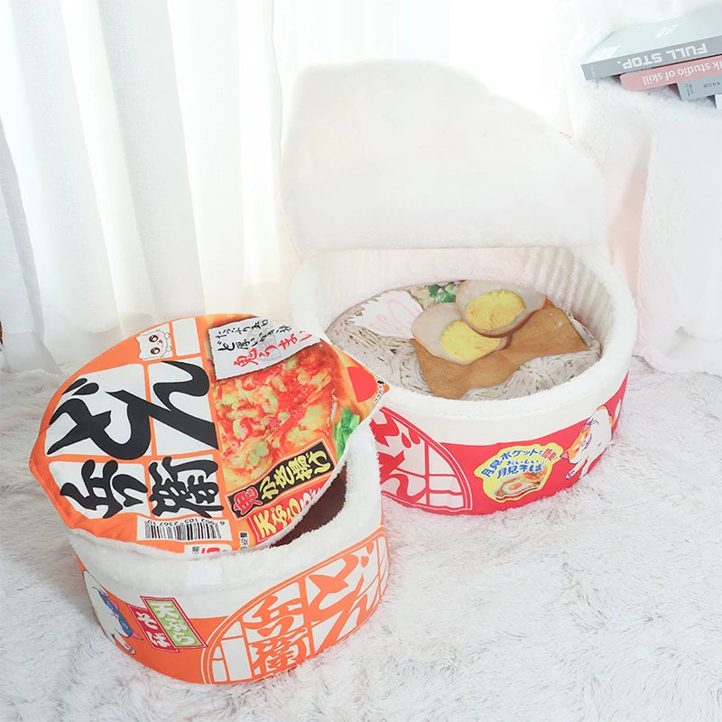 Pet Dog Cat House Kennel Super Large Instant Noodle Warm Dog Cat Nest Beds Cushion Udon Cup Noodle Pet Bed Cozy Nest