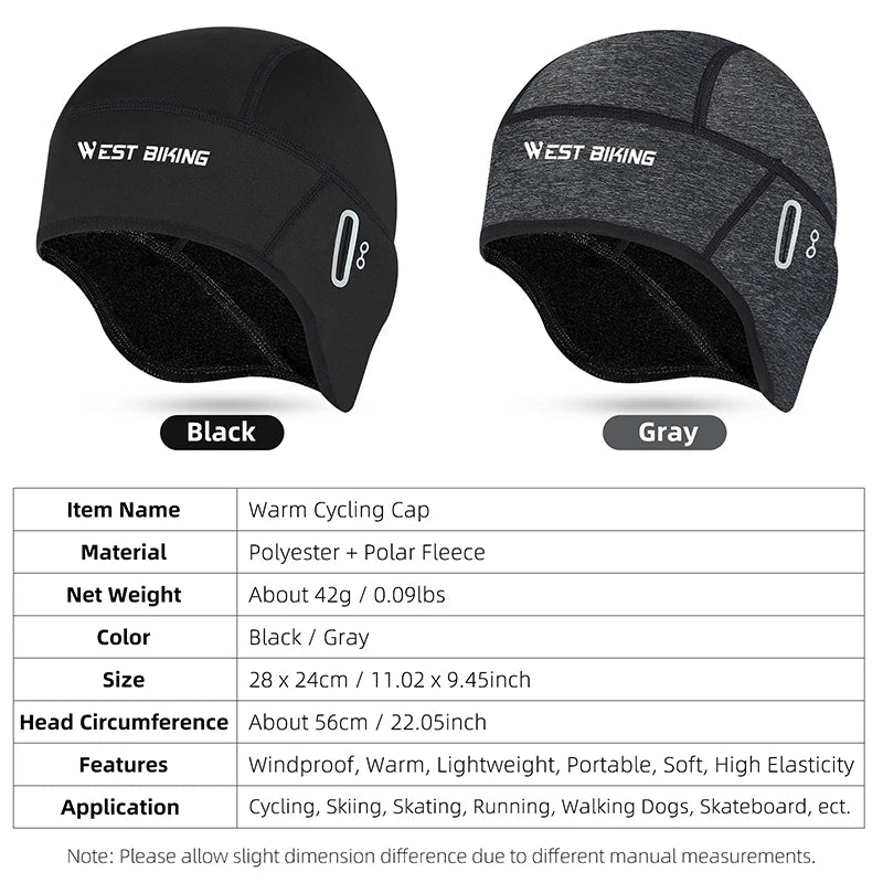Winter Fleece Thermal Cycling Skull Cap for Outdoor Sports