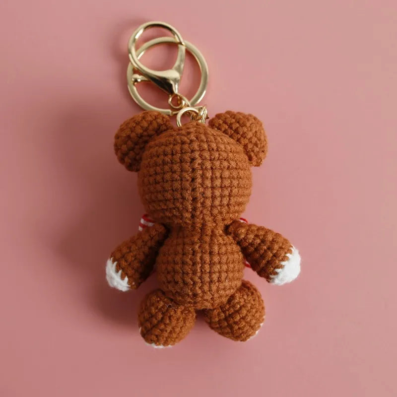 Cute Bear Couple Crochet Keychain Matching Animal Charm