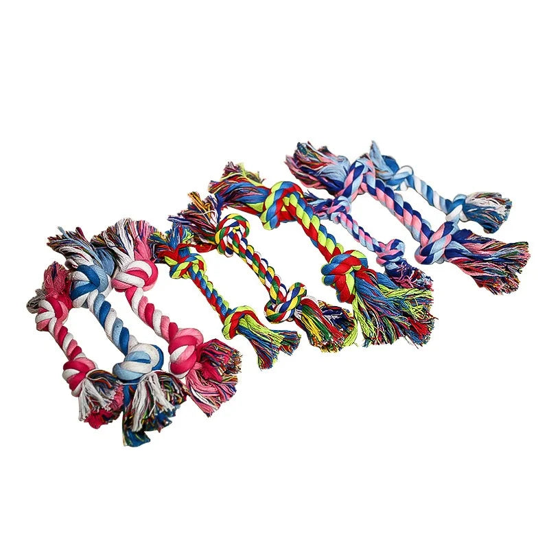 Cotton Rope Dog Chew Toy Bite Resistant Dental Puppy Training Toy - Random Color