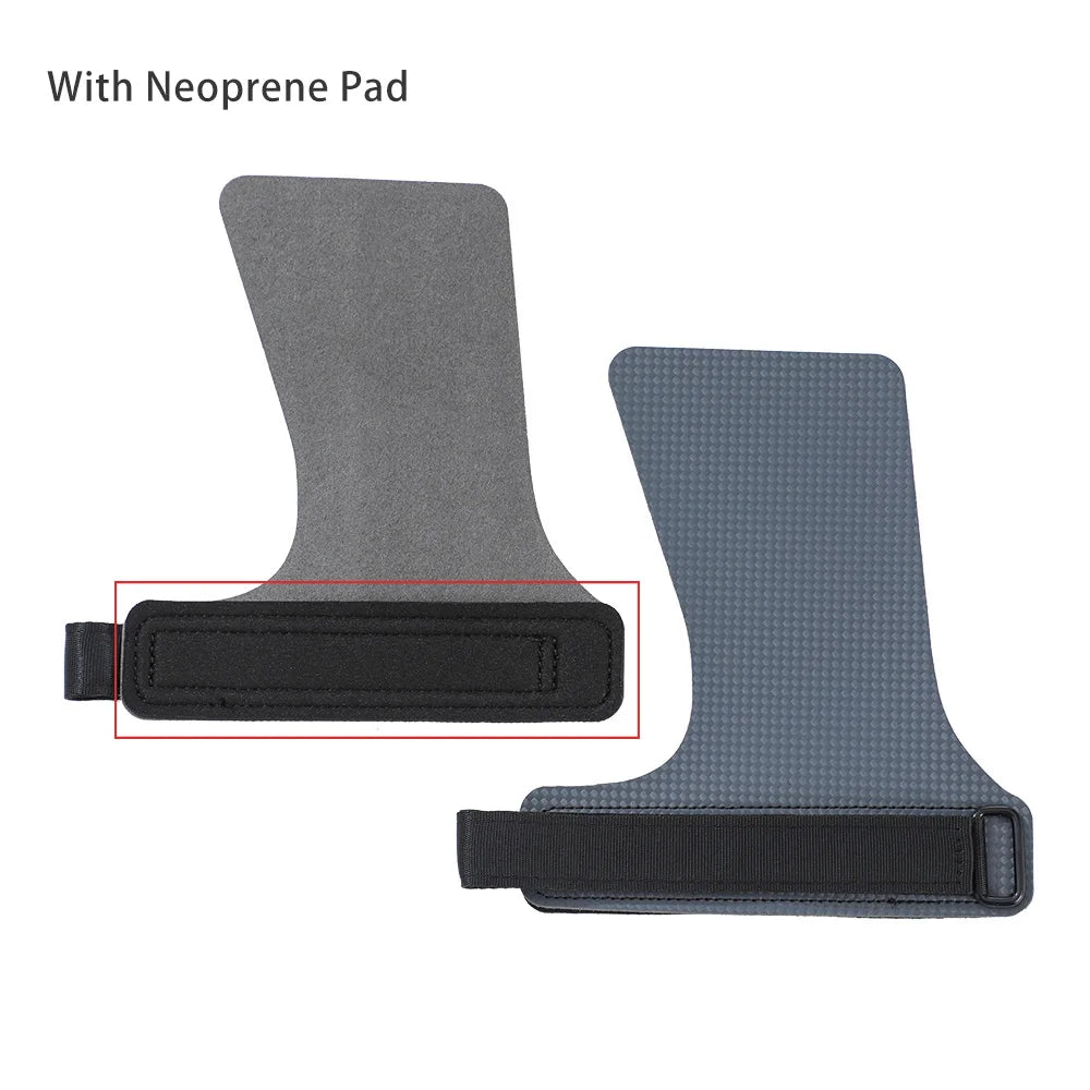 A Pair of Carbon No Finger Hole Hand Grips for Crossfit Pull Ups Cross Training Kettlebell Gymnastics Workout Palm Protector