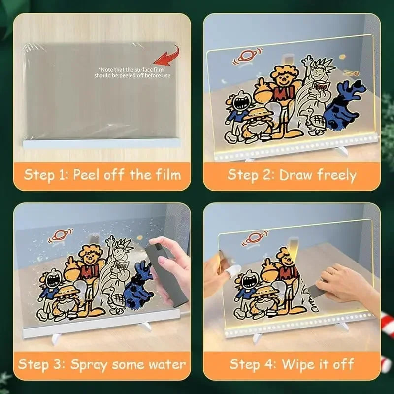 LED Drawing Board for Kids – Light Up Erasable Memo Board