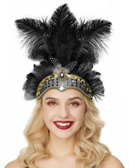 1920s Crystal Feather Flapper Headband for Women