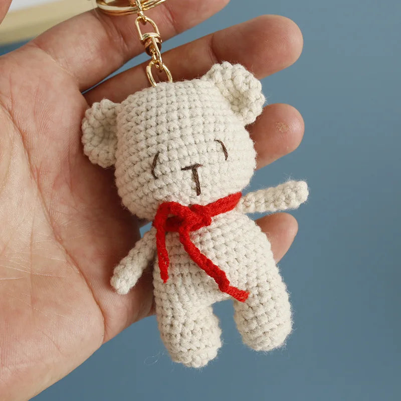 Cute Bear Couple Crochet Keychain Matching Animal Charm