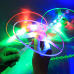 1-5pcs LED Luminous Bamboo Dragonfly Hand Pushing Saucer Toys Kids Outdoor Hand Pushing Saucer Spinning Top Toy Transmit Gifts