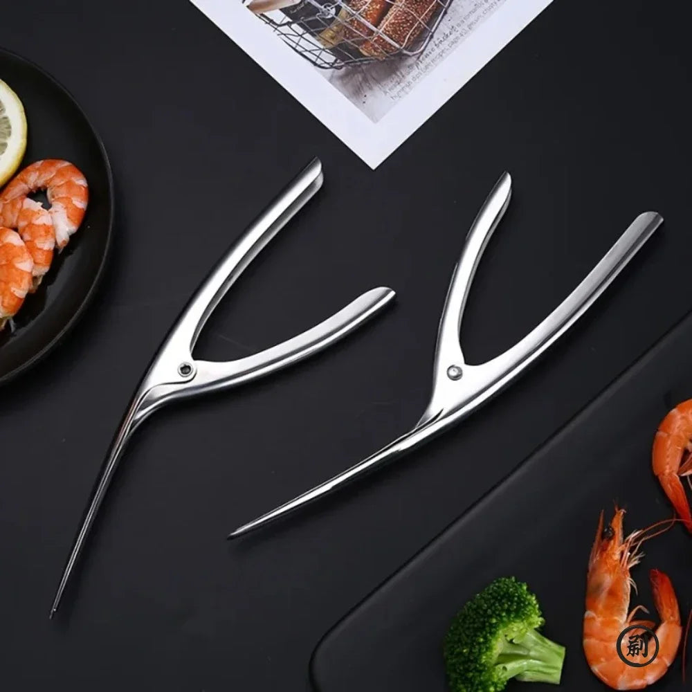 Stainless Steel Shrimp Deveiner – Ergonomic Fishbone Seafood Preparation Tool