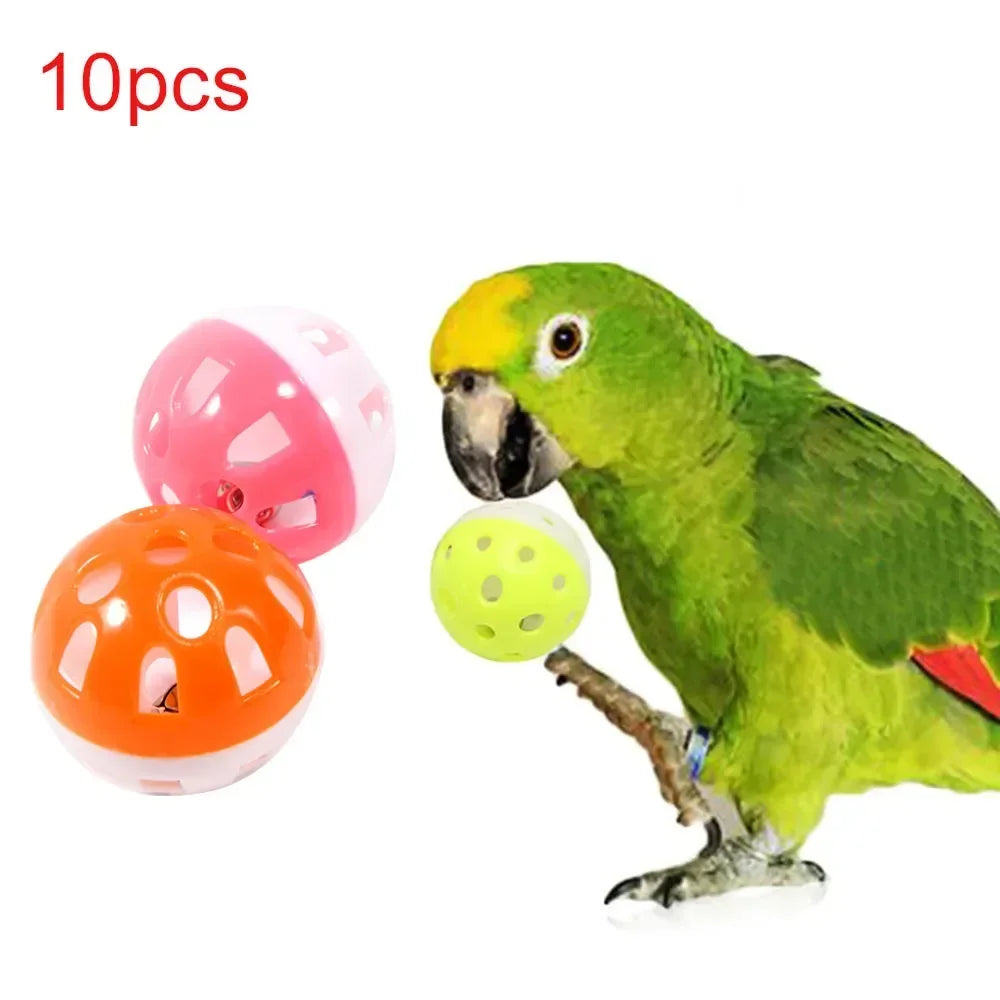 Colorful Bell Ball Parrot Bird Toy Set for Interactive Cage Play