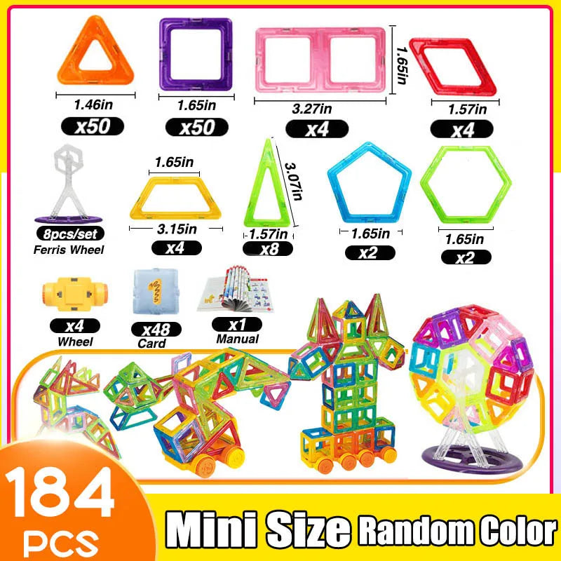 64-184PCS Kids Magnetic Building Blocks – STEM Construction Toy Set