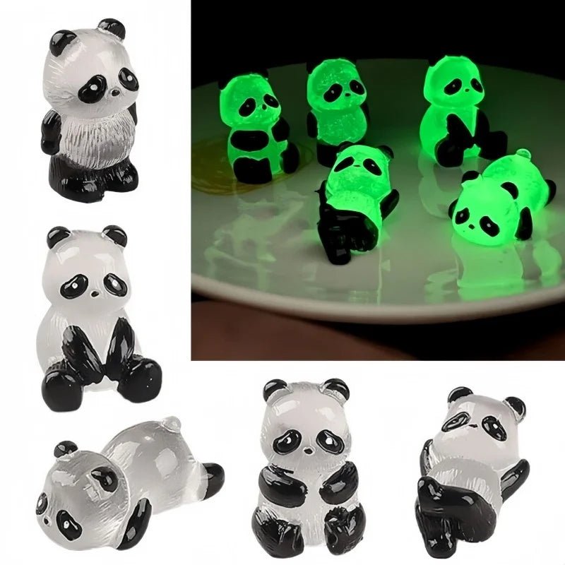 Mini Glowing in Dark Panda Toy DIY Handmade Resin Luminous  Home Ornaments Panda Decorate Micro Landscape Children's Gift