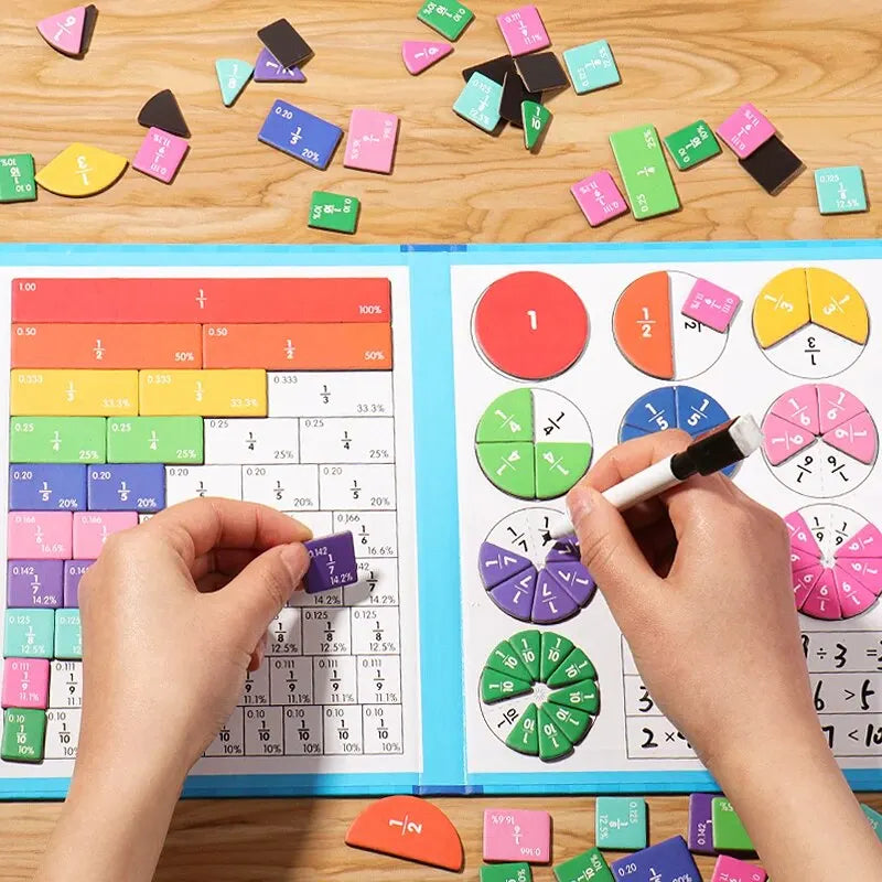 Magnetic Fraction Puzzle Montessori Math Learning Toy for Kids