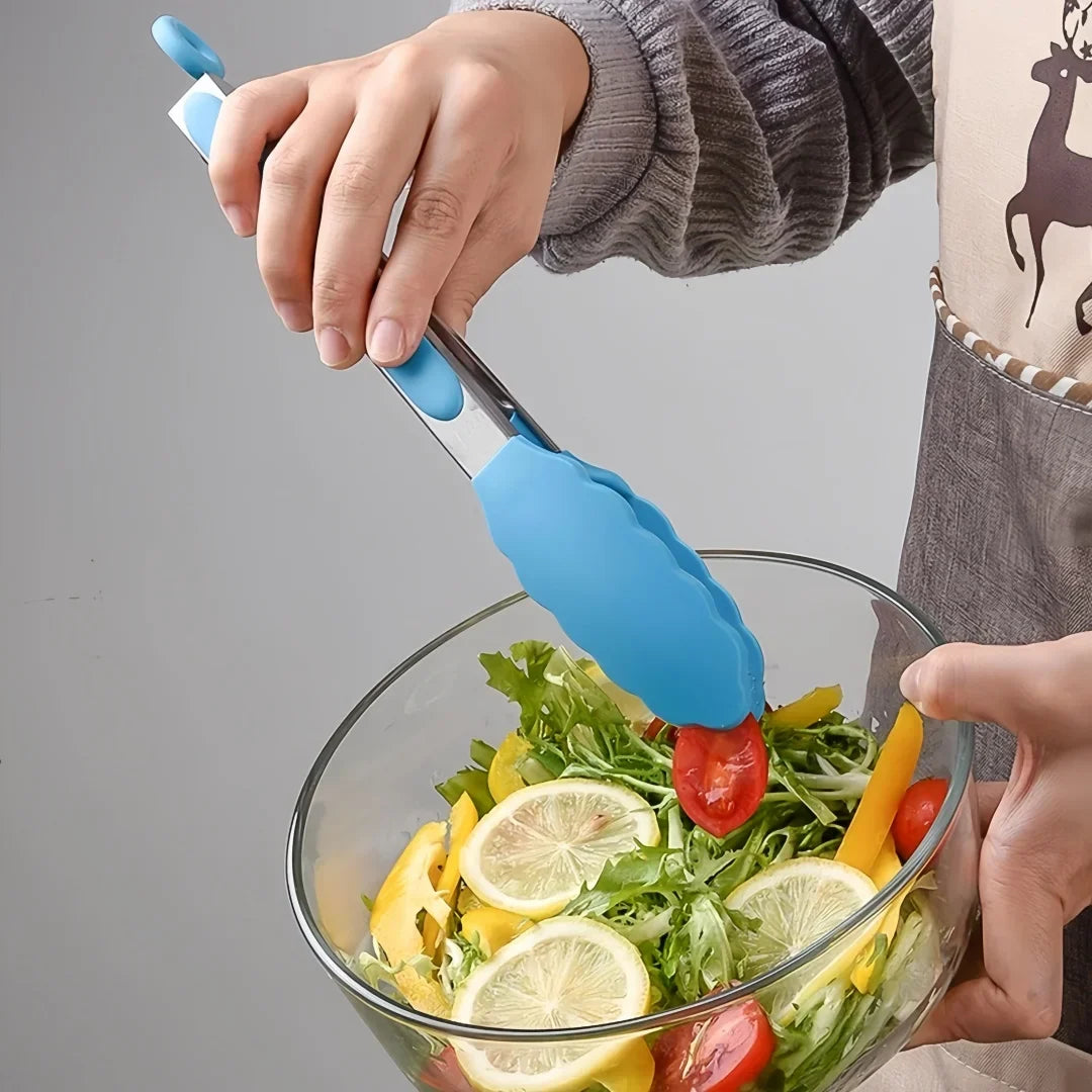 Anti-Slip Stainless Steel Cooking and Serving Tongs for Kitchen