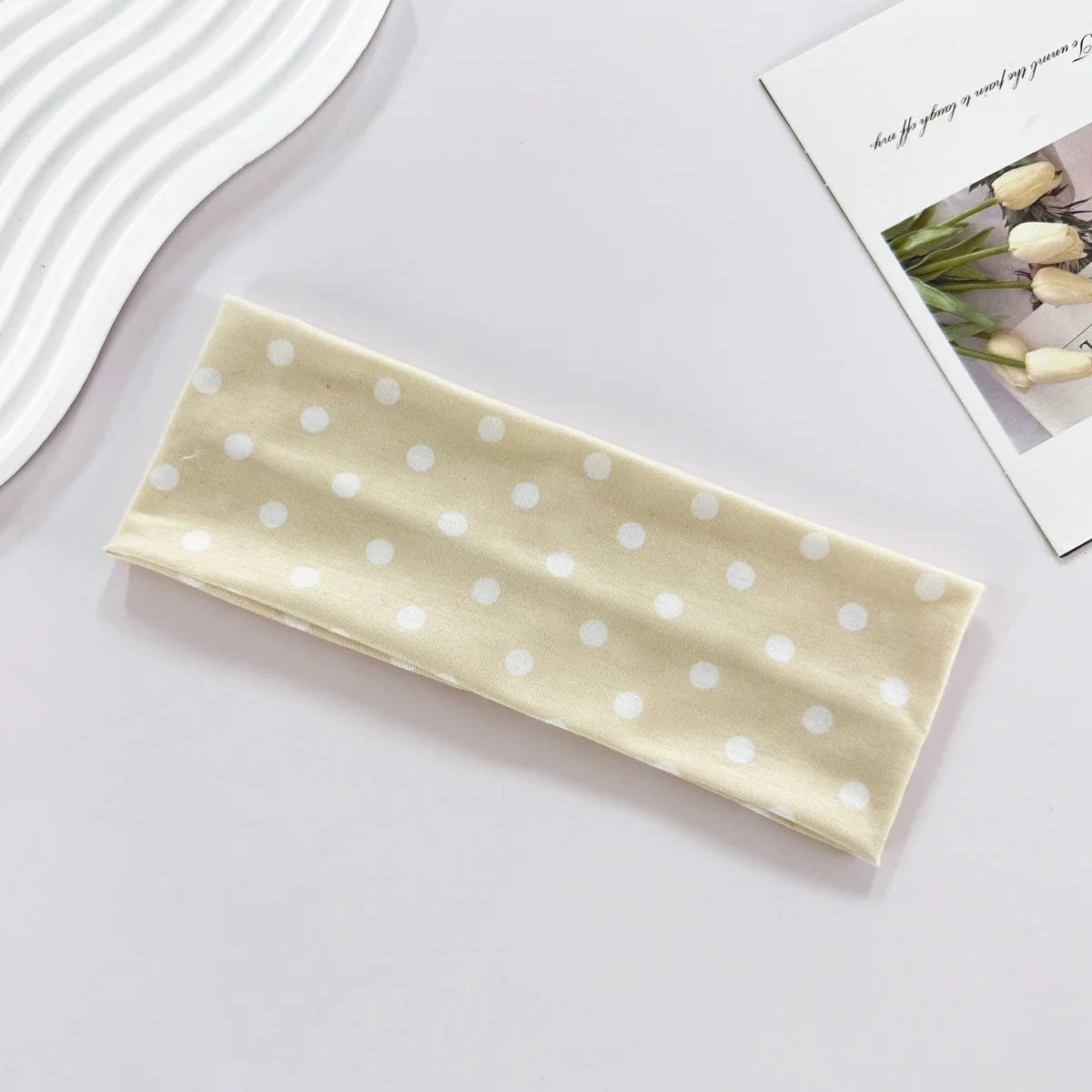 Polka Dot Yoga Elastic Sweat-Absorbing Headband for Women